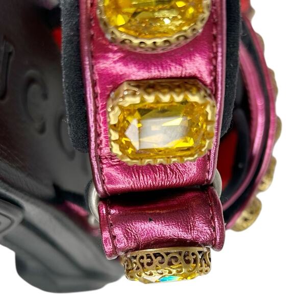 GUCCI Nappa Mesh Technical Canvas Calfskin Aguru Trek Crystal Chunky Sandals - Picture 8 of 9